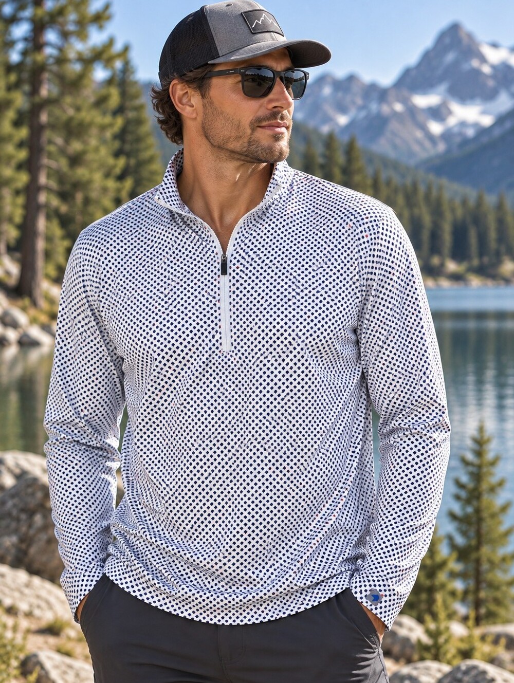 1764 Men's L Performance 1/4 Zip Pullover Golf Shirt Stretch Lightweight Top